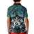 New Zealand Maori Kid Polo Shirt Poutama Pikorua Turquoise Paua Shell