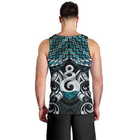 New Zealand Maori Men Tank Top Poutama Pikorua Turquoise Paua Shell LT05 - Polynesian Pride