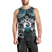New Zealand Maori Men Tank Top Poutama Pikorua Turquoise Paua Shell LT05 - Polynesian Pride