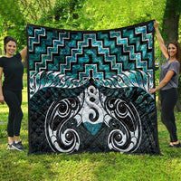 New Zealand Maori Quilt Poutama Pikorua Turquoise Paua Shell