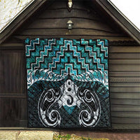 New Zealand Maori Quilt Poutama Pikorua Turquoise Paua Shell