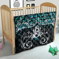New Zealand Maori Quilt Poutama Pikorua Turquoise Paua Shell
