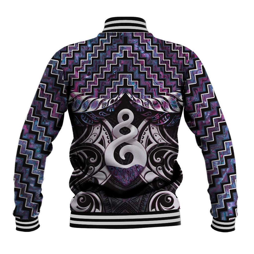 New Zealand Maori Baseball Jacket Poutama Pikorua Purple Paua Shell LT05 - Polynesian Pride