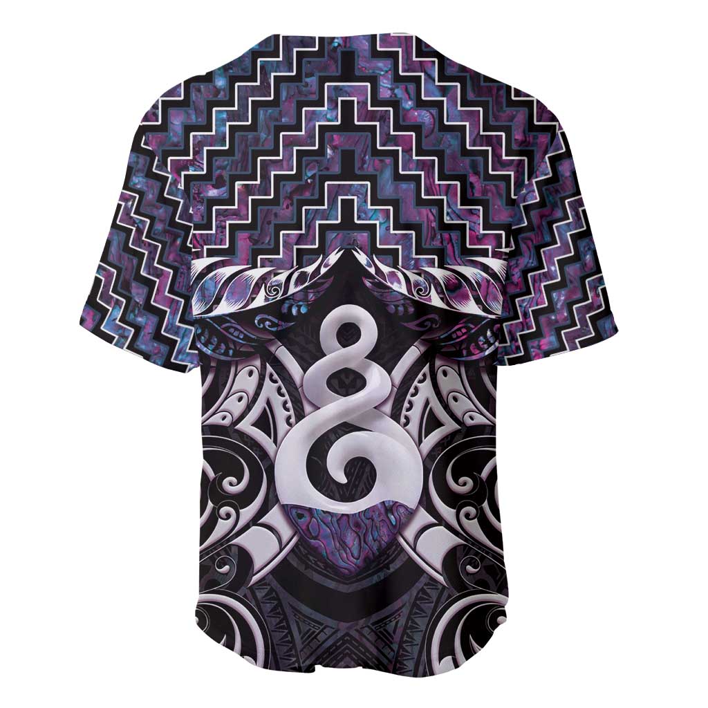 New Zealand Maori Baseball Jersey Poutama Pikorua Purple Paua Shell
