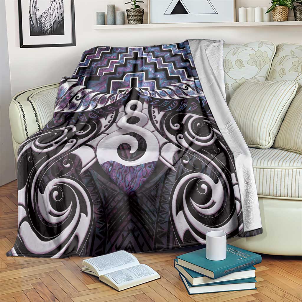 New Zealand Maori Blanket Poutama Pikorua Purple Paua Shell LT05 Purple - Polynesian Pride