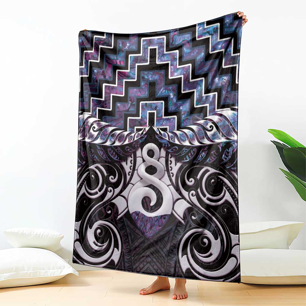 New Zealand Maori Blanket Poutama Pikorua Purple Paua Shell LT05 - Polynesian Pride