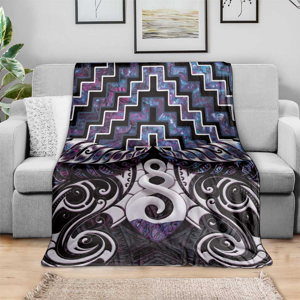 New Zealand Maori Blanket Poutama Pikorua Purple Paua Shell LT05 - Polynesian Pride