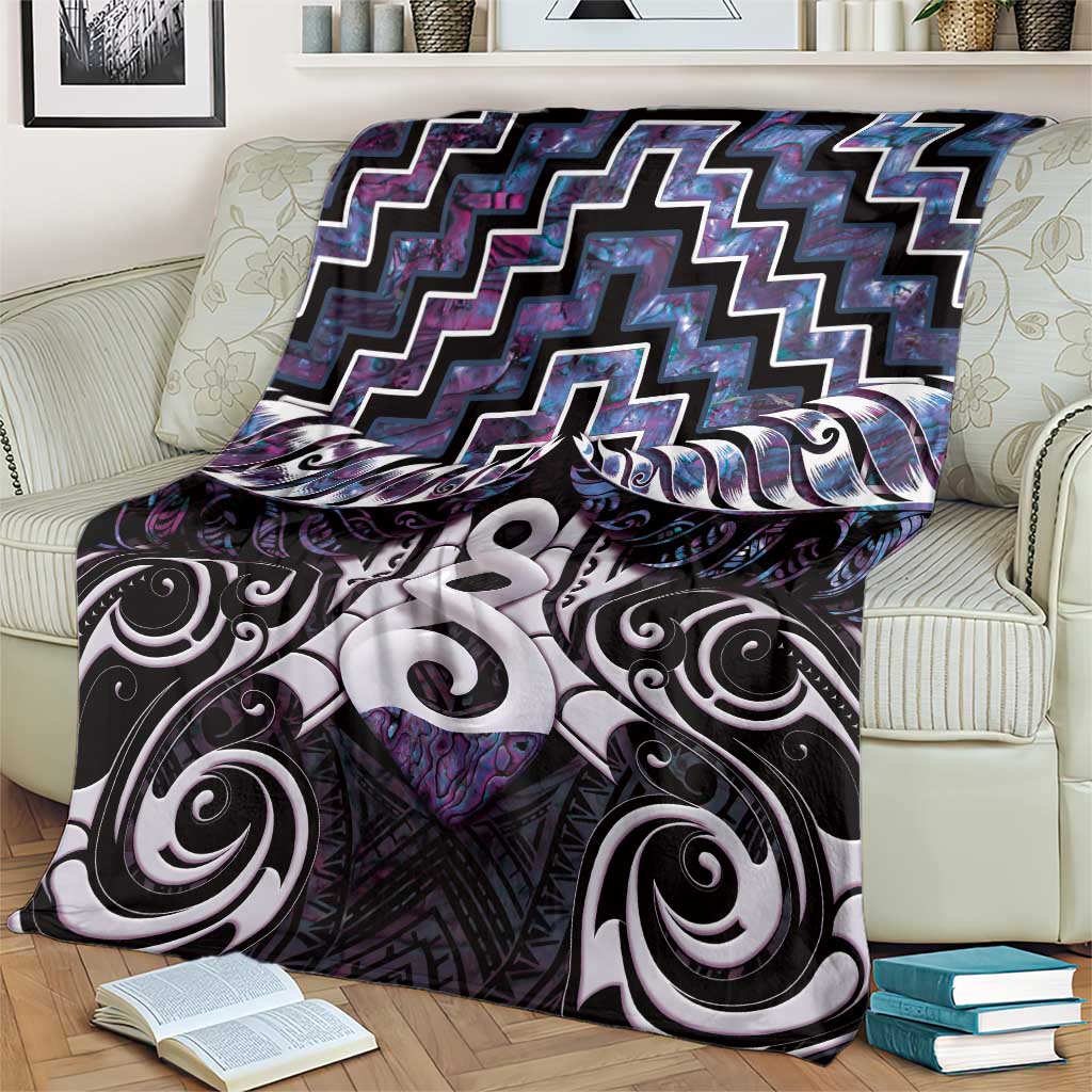 New Zealand Maori Blanket Poutama Pikorua Purple Paua Shell LT05 - Polynesian Pride