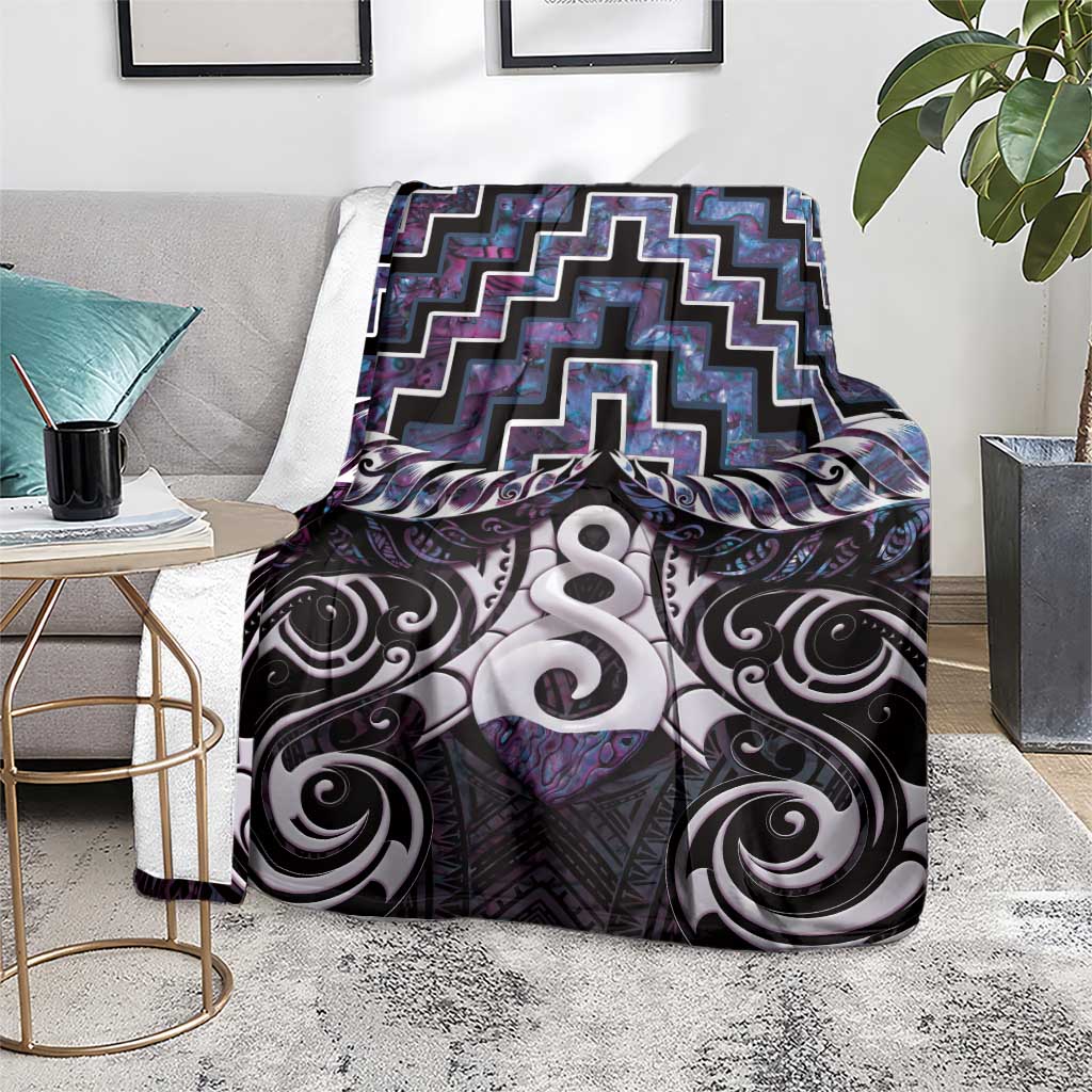 New Zealand Maori Blanket Poutama Pikorua Purple Paua Shell LT05 - Polynesian Pride
