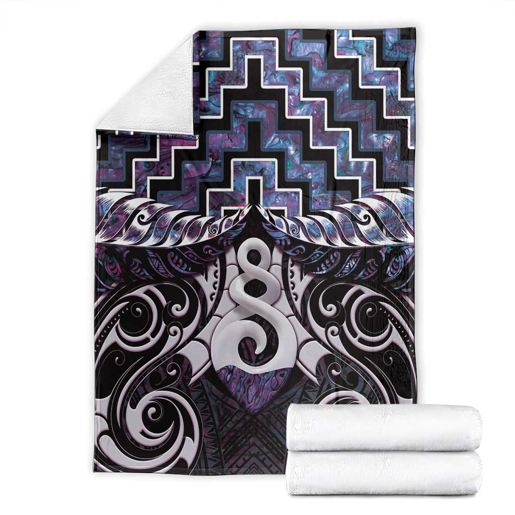 New Zealand Maori Blanket Poutama Pikorua Purple Paua Shell LT05 - Polynesian Pride