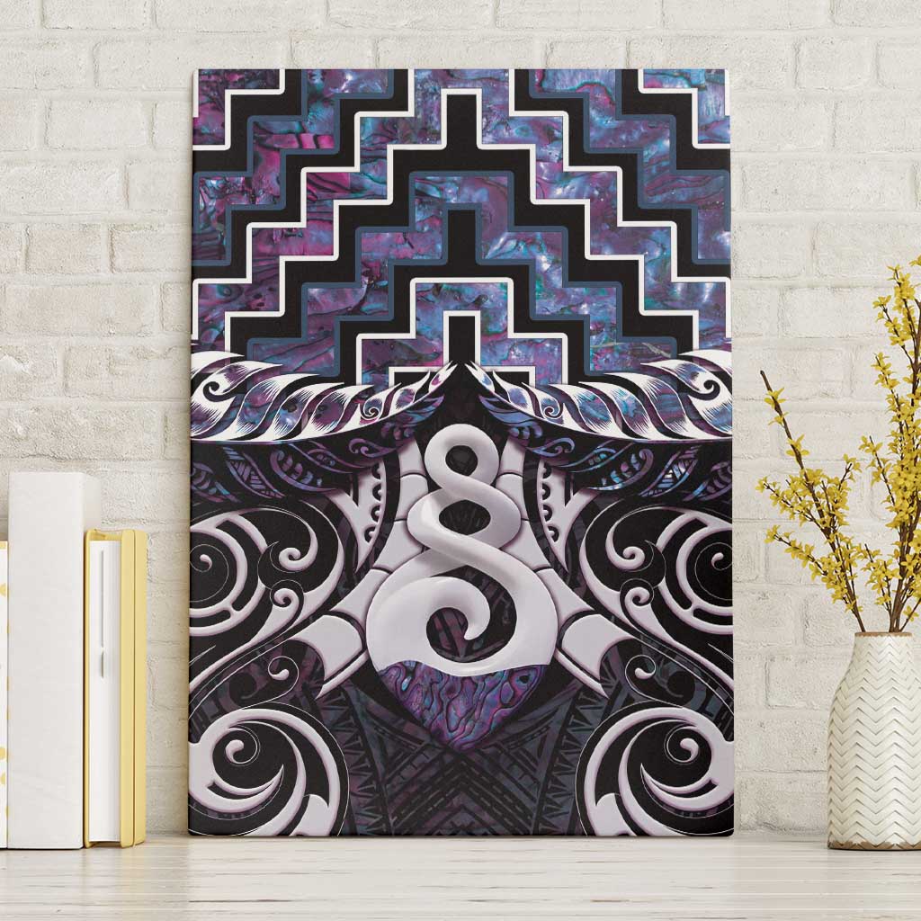 New Zealand Maori Canvas Wall Art Poutama Pikorua Purple Paua Shell LT05 Without Frame Purple - Polynesian Pride