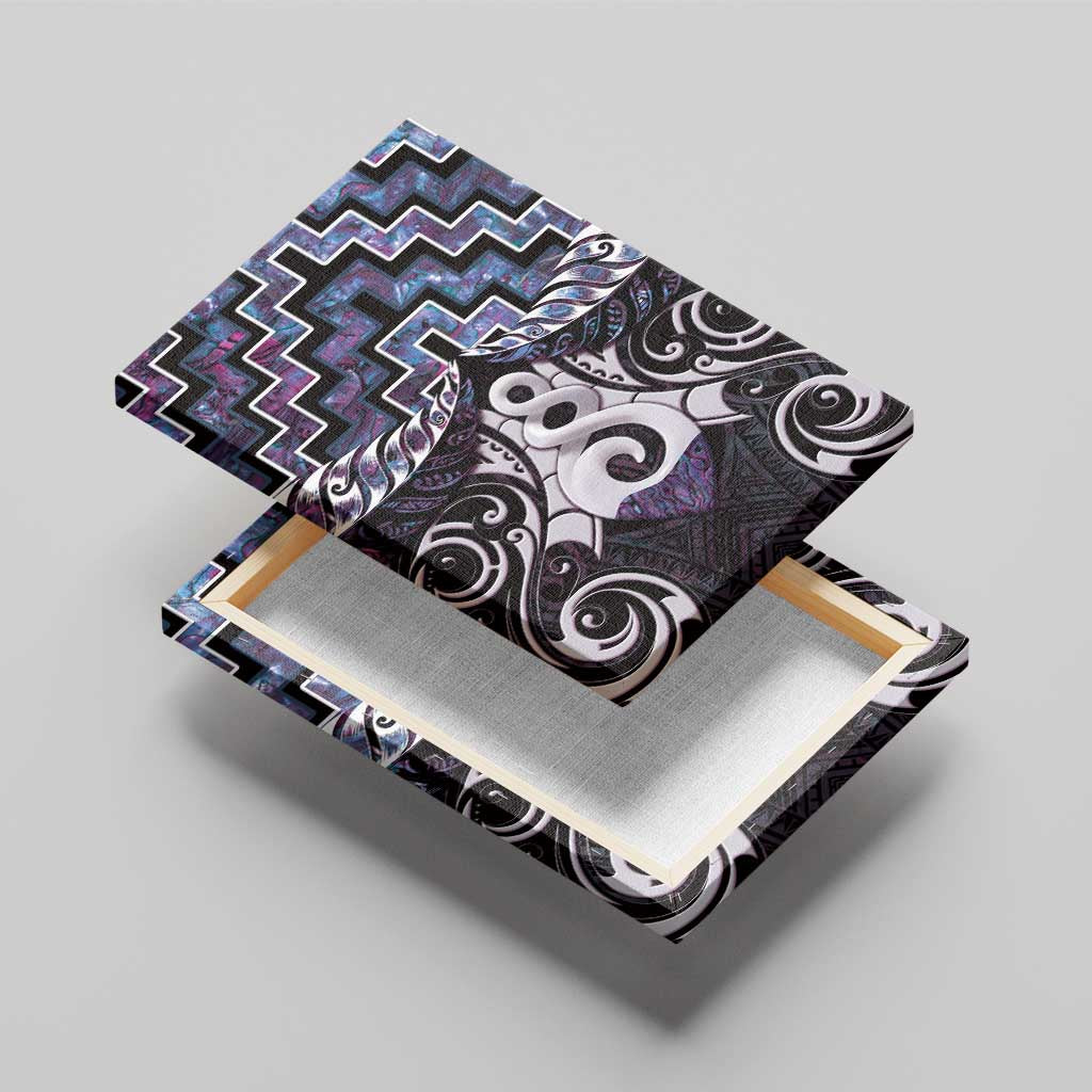 New Zealand Maori Canvas Wall Art Poutama Pikorua Purple Paua Shell LT05 - Polynesian Pride