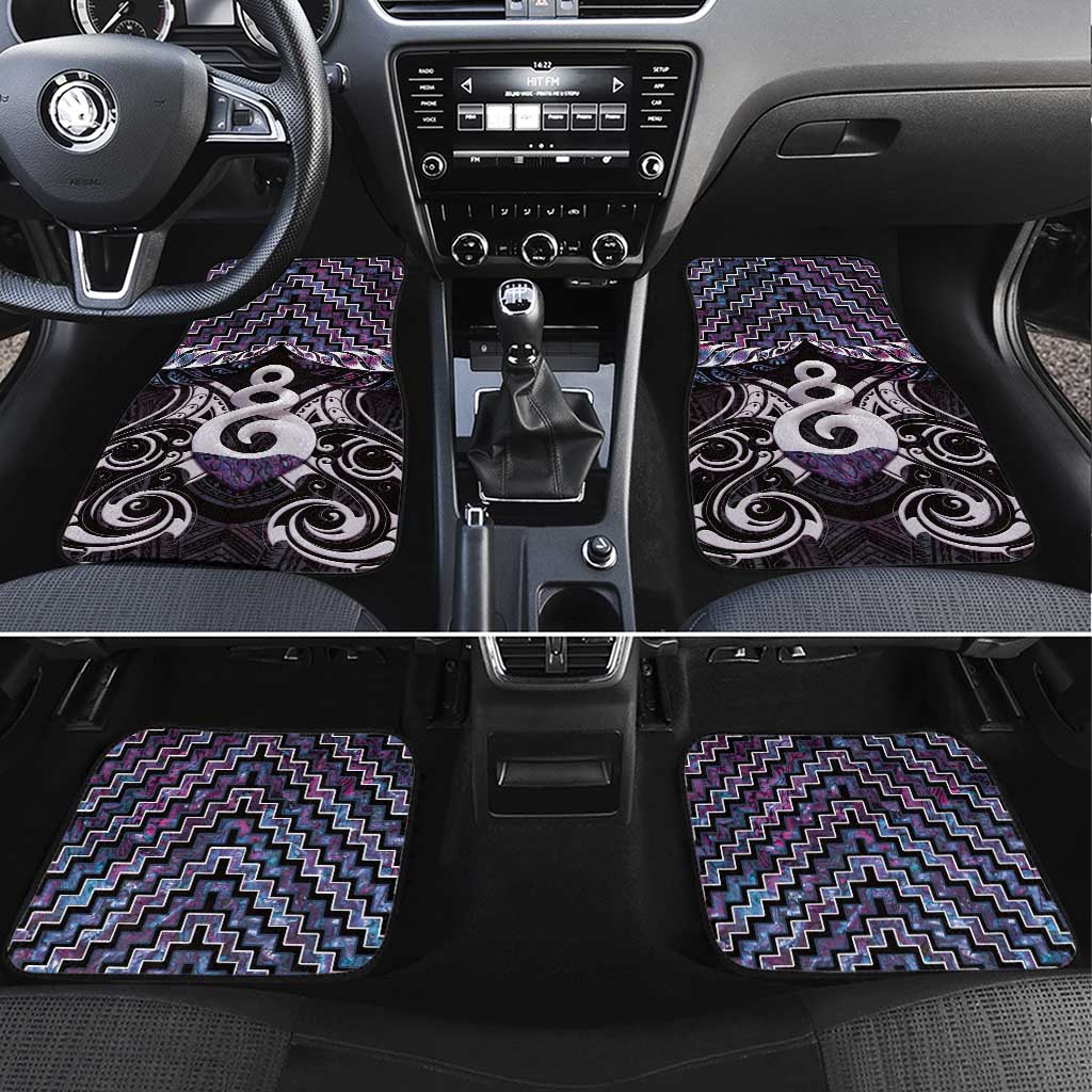 New Zealand Maori Car Mats Poutama Pikorua Purple Paua Shell LT05 Set 4pcs Purple - Polynesian Pride