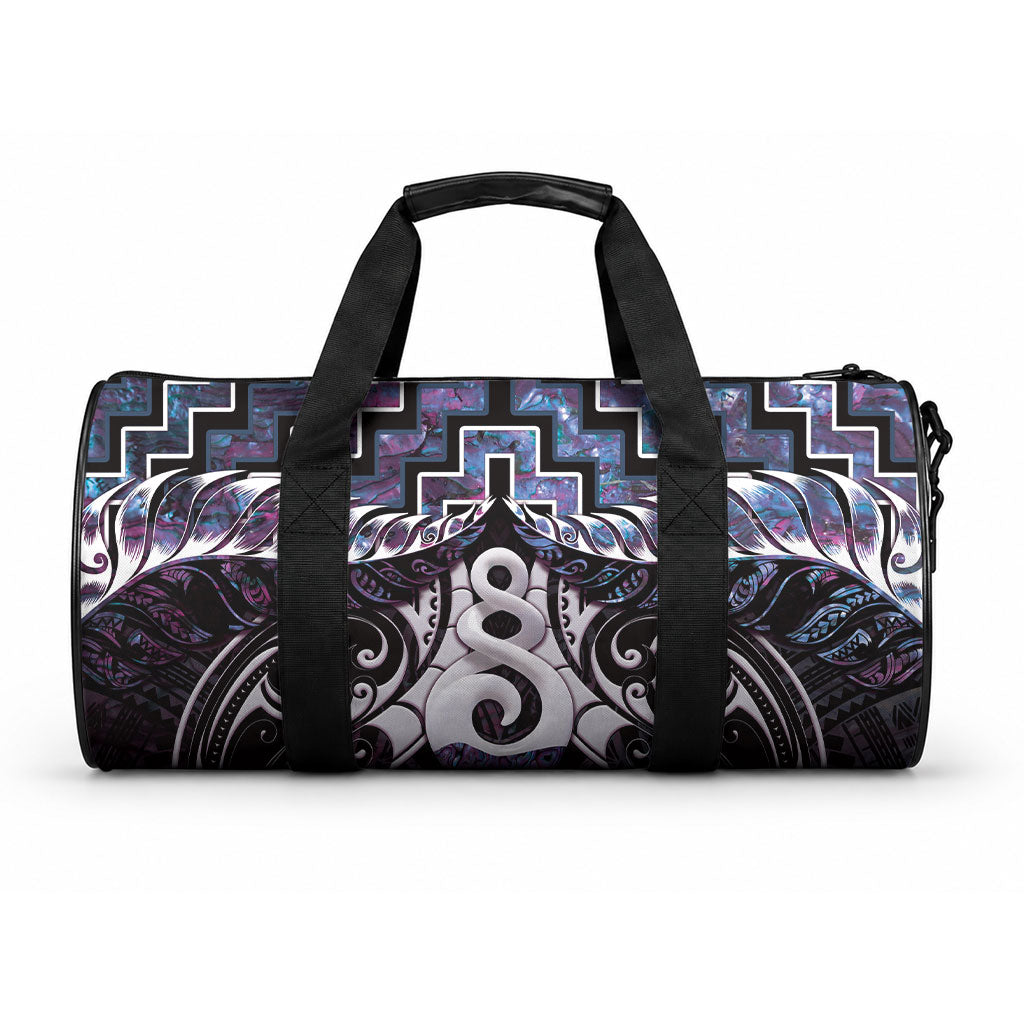 New Zealand Maori Duffle Bag Poutama Pikorua Purple Paua Shell LT05 One size Purple - Polynesian Pride