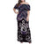 New Zealand Maori Family Matching Off Shoulder Maxi Dress and Hawaiian Shirt Poutama Pikorua Purple Paua Shell