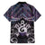 New Zealand Maori Family Matching Off Shoulder Short Dress and Hawaiian Shirt Poutama Pikorua Purple Paua Shell