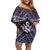 New Zealand Maori Family Matching Off Shoulder Short Dress and Hawaiian Shirt Poutama Pikorua Purple Paua Shell