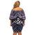 New Zealand Maori Family Matching Off Shoulder Short Dress and Hawaiian Shirt Poutama Pikorua Purple Paua Shell