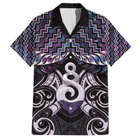 New Zealand Maori Family Matching Short Sleeve Bodycon Dress and Hawaiian Shirt Poutama Pikorua Purple Paua Shell
