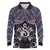 New Zealand Maori Long Sleeve Polo Shirt Poutama Pikorua Purple Paua Shell