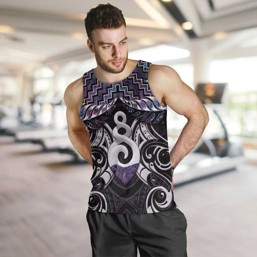 New Zealand Maori Men Tank Top Poutama Pikorua Purple Paua Shell LT05 Purple - Polynesian Pride