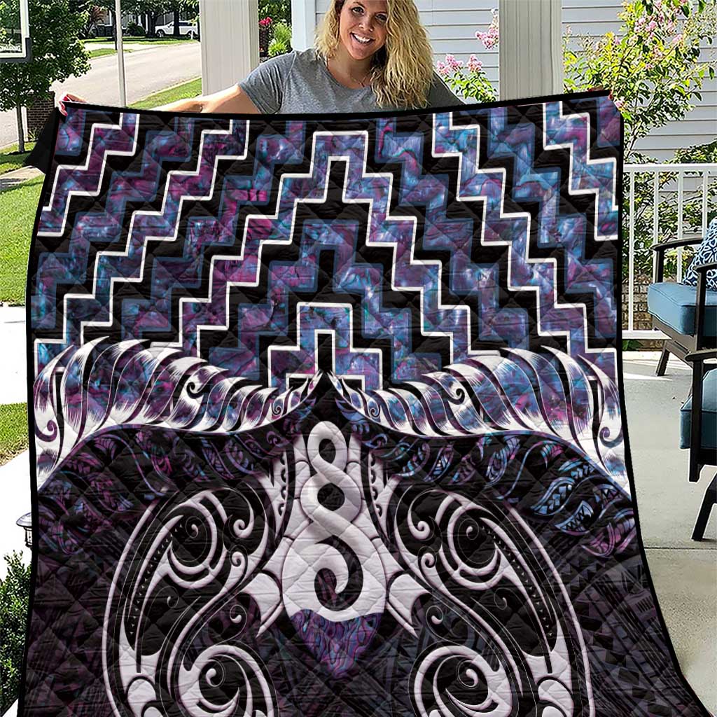New Zealand Maori Quilt Poutama Pikorua Purple Paua Shell