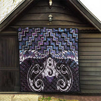 New Zealand Maori Quilt Poutama Pikorua Purple Paua Shell