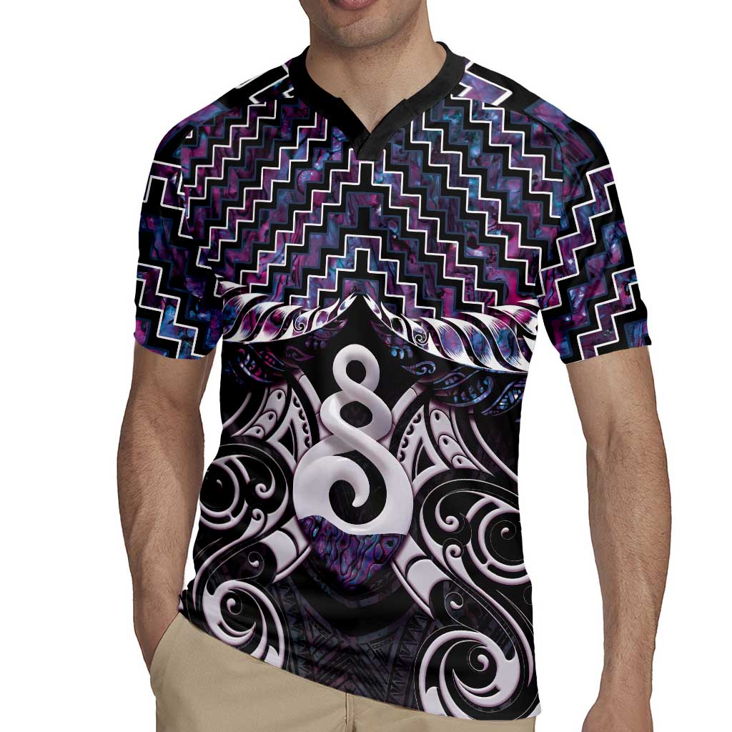 New Zealand Maori Rugby Jersey Poutama Pikorua Purple Paua Shell