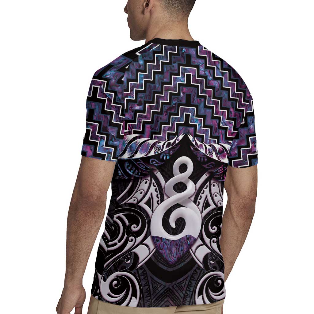 New Zealand Maori Rugby Jersey Poutama Pikorua Purple Paua Shell