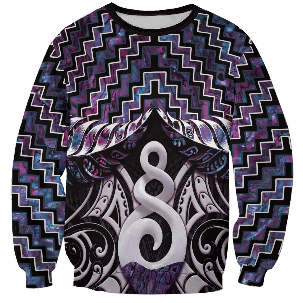 New Zealand Maori Sweatshirt Poutama Pikorua Purple Paua Shell LT05 Unisex Purple - Polynesian Pride
