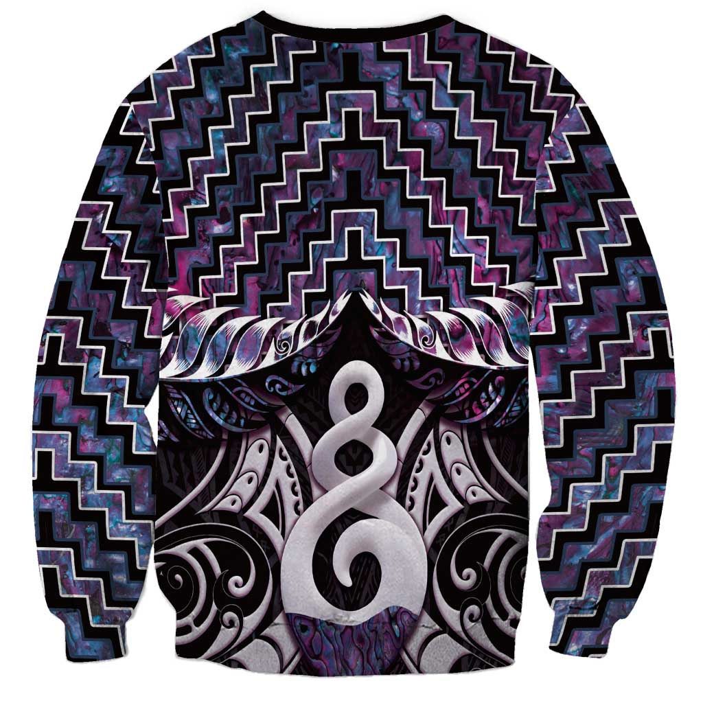 New Zealand Maori Sweatshirt Poutama Pikorua Purple Paua Shell LT05 - Polynesian Pride
