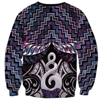 New Zealand Maori Sweatshirt Poutama Pikorua Purple Paua Shell LT05 - Polynesian Pride