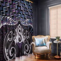 New Zealand Maori Window Curtain Poutama Pikorua Purple Paua Shell LT05 - Polynesian Pride