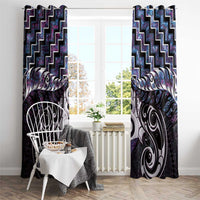 New Zealand Maori Window Curtain Poutama Pikorua Purple Paua Shell LT05 - Polynesian Pride