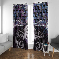 New Zealand Maori Window Curtain Poutama Pikorua Purple Paua Shell LT05 With Grommets Purple - Polynesian Pride