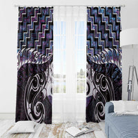 New Zealand Maori Window Curtain Poutama Pikorua Purple Paua Shell LT05 - Polynesian Pride