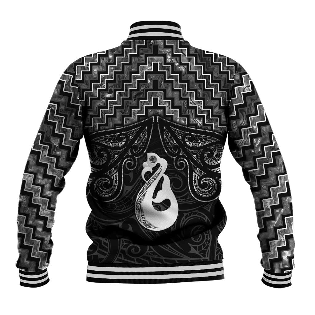 New Zealand Maori Baseball Jacket Poutama Manaia Black Paua Shell LT05 - Polynesian Pride