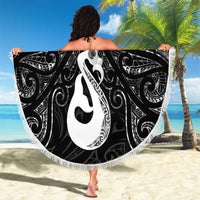 New Zealand Maori Beach Blanket Poutama Manaia Black Paua Shell LT05 - Polynesian Pride