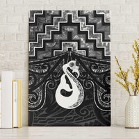 New Zealand Maori Canvas Wall Art Poutama Manaia Black Paua Shell LT05 Without Frame Black - Polynesian Pride