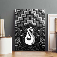 New Zealand Maori Canvas Wall Art Poutama Manaia Black Paua Shell LT05 - Polynesian Pride
