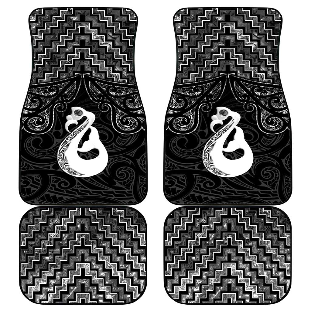 New Zealand Maori Car Mats Poutama Manaia Black Paua Shell LT05 - Polynesian Pride