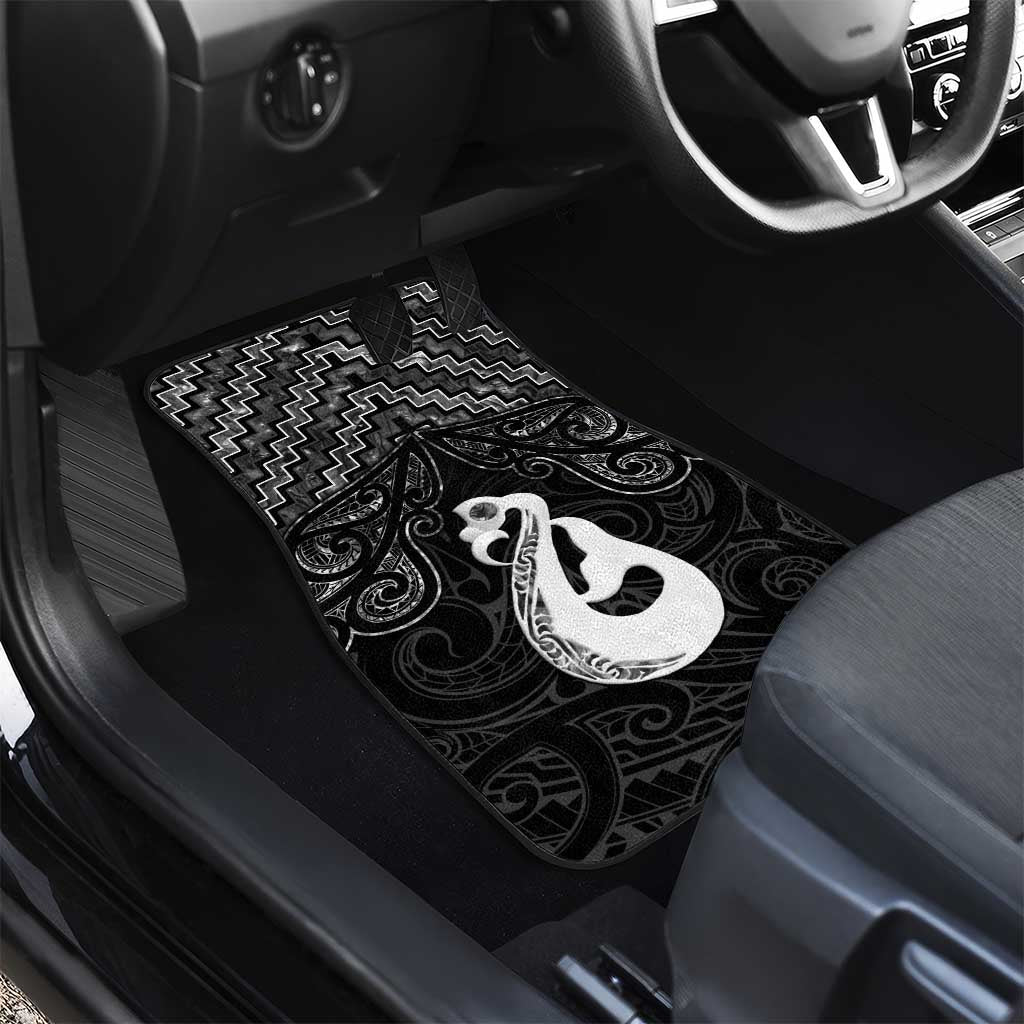 New Zealand Maori Car Mats Poutama Manaia Black Paua Shell LT05 - Polynesian Pride