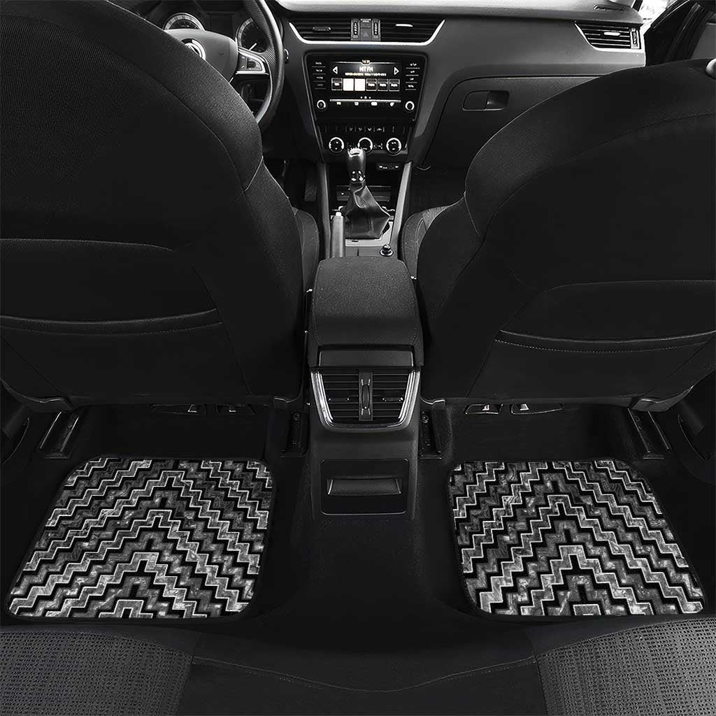 New Zealand Maori Car Mats Poutama Manaia Black Paua Shell LT05 Set 2pcs - Back Black - Polynesian Pride