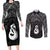 New Zealand Maori Couples Matching Long Sleeve Bodycon Dress and Long Sleeve Button Shirt Poutama Manaia Black Paua Shell