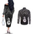 New Zealand Maori Couples Matching Off The Shoulder Long Sleeve Dress and Long Sleeve Button Shirt Poutama Manaia Black Paua Shell