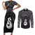 New Zealand Maori Couples Matching Short Sleeve Bodycon Dress and Long Sleeve Button Shirt Poutama Manaia Black Paua Shell