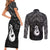 New Zealand Maori Couples Matching Short Sleeve Bodycon Dress and Long Sleeve Button Shirt Poutama Manaia Black Paua Shell