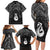 New Zealand Maori Family Matching Long Sleeve Bodycon Dress and Hawaiian Shirt Poutama Manaia Black Paua Shell