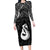 New Zealand Maori Family Matching Long Sleeve Bodycon Dress and Hawaiian Shirt Poutama Manaia Black Paua Shell