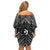 New Zealand Maori Family Matching Off Shoulder Short Dress and Hawaiian Shirt Poutama Manaia Black Paua Shell